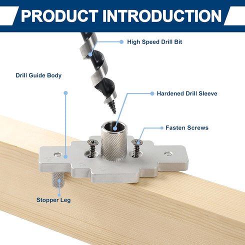 Floating Shelf Bracket Dowel Jig Kit with 1/2" x 9" Drill Bit, Self Centering Drill Guide for Floating Shelf
