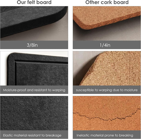 Large Bulletin Board, 24 x 18 inches Felt Decorative Pin Board, Self-Adhesive Vision Board with 20 Pushpins - Black