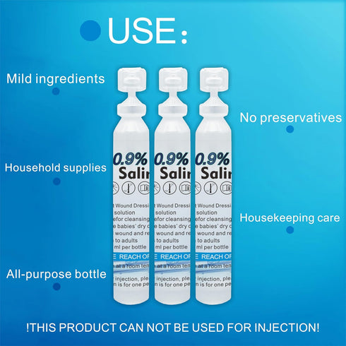 20-Pack 0.9% Sterile Saline Solution, Skin and Wound Cleanser, Sodium Chloride Wound Wash & Nasal Rinse