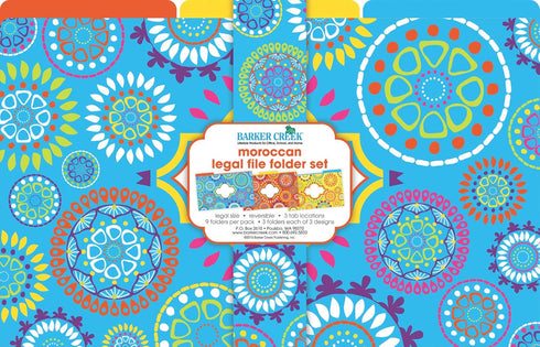 Barker Creek Legal-Size Designer File Folders, Moroccan Multicolor, Bright and Beautiful Legal File Folders