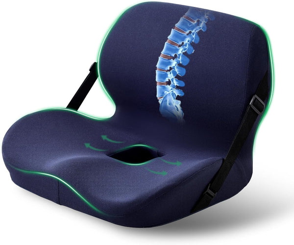 FuturaLoom Ergonomic Seat Cushion for Sciatica Relief & Long Driving - Memory Foam