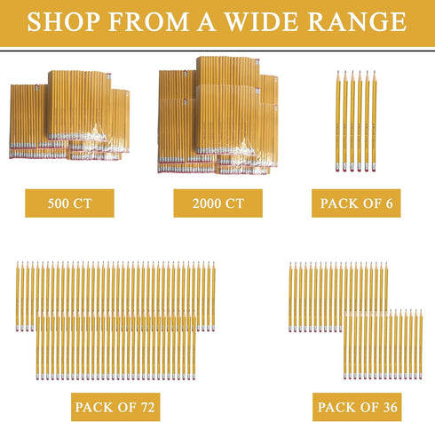 three leaf 500 Ct Yellow Pencils with Eraser, Bulk Pack, Premium Quality, School Supplies for Kids