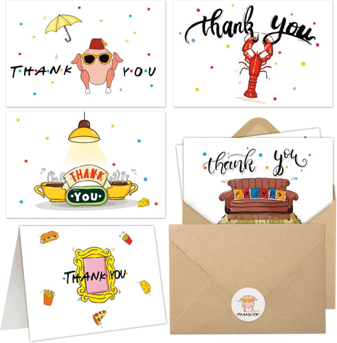Tbwoet 48 Pack Friend Funny Thank You Cards Wtih Envelopes & Stickers, Funny