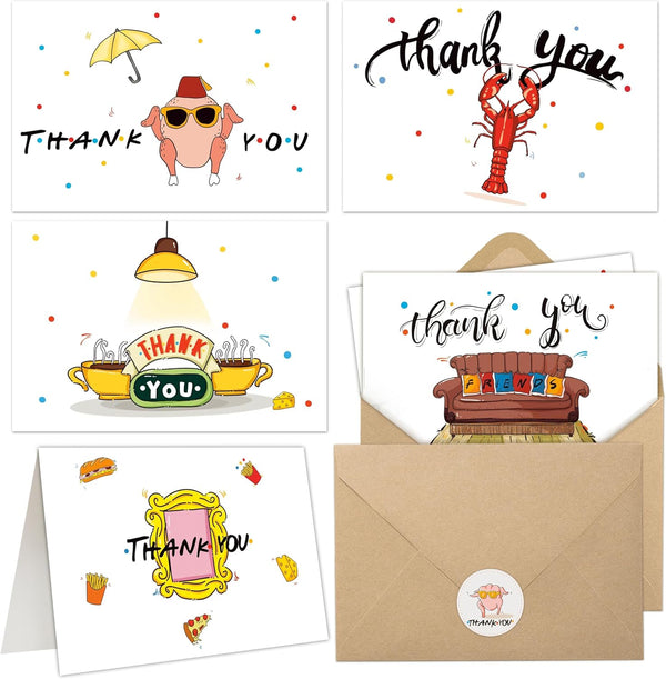 Tbwoet 48 Pack Friend Funny Thank You Cards Wtih Envelopes & Stickers, Funny