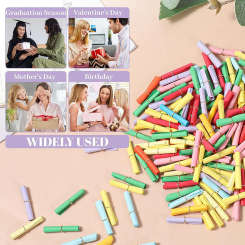 Apausvcm 150 PCS Mini Scroll Paper Colorful Lucky Wish Paper Wish Letter Paper Roll Writable Message Papers