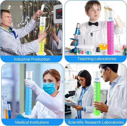 4 Packs 500ml Plastic Graduated Cylinder, Transparent Measuring Cylinder Set with Pour Spout for Science Projects