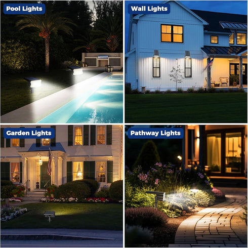 IP67, 60 3 2 1(Cool 4 Pack) HGGH Solar Lights Outdoor Waterproof LED Lighting Modes Solar Spot Lights Outdoor for Yard