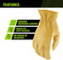AWP Grain Leather Deerskin Work Gloves for Men and Women, Made with Genuine Top-Grain Deerskin Leather, Large, Tan