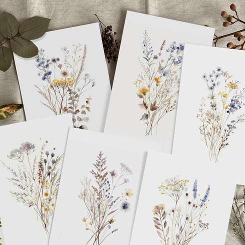 WEIZHEN 20-Pack 4x6 Watercolor Wildflowers Blank Greeting Cards with Envelopes - Blank Cards for Personalized Messages