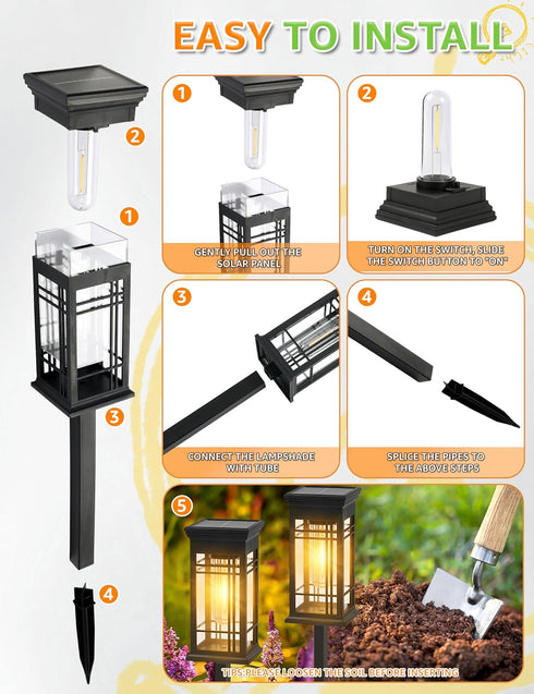 ALLIVING 8 Pack Solar Lights Outdoor Waterproof, Bright Solar Pathway Lights with Auto On/Off, Weatherproof Garden