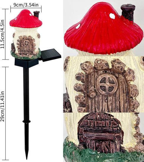 Mushroom Solar Lights Outdoor, Waterproof Fairy Houses Lights, Decorative Solar Powered Garden Stake Lights for Lawn.