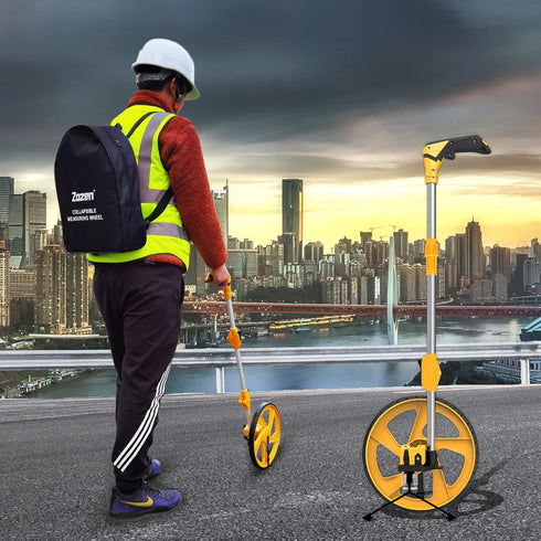 Zozen Distance Measuring Wheel, Collapsible Measure Wheel in Feet and Inches, Includes Backpack and Tape Measure