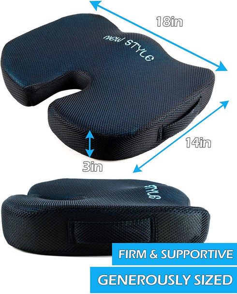 Newstyle Tailbone Coccyx Gel Seat Cushion, Cool Gel Covered Firm Memory Foam Pad for Car, Office Chair and Wheelchair |