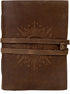 Sun & Moon Leather Journal, 7 x 5 Inch Handmade Paper Journal, Vintage Sketchbook for Women
