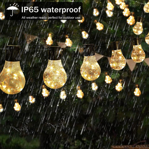 14ft Battery Operated 20 Hanging Bulb 100 LED String Lights, Vintage Outdoor Lights for Home, Patio, Christmas Party