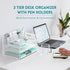 SUPEASY 3 Tier Desk Organizer - White Mesh Paper/File Organizer with Handle & 3 Pen Holders for Office Supplies