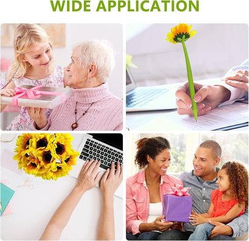 Sunflower Pens Faux Flowers, Creative Gel Ink Ballpoint Pens 0.5mm for School Office Home, 24 Pieces