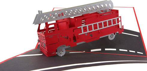 PopLife Fire Engine 3D Pop Up Card - Happy Anniversary, Birthday, Retirement Gift for Dad, Son, Brother, Grandfather,