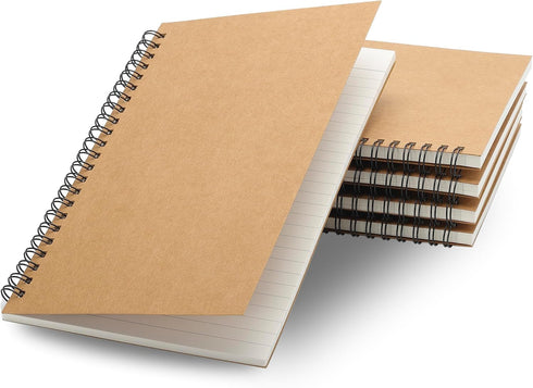 TWONE Notebook, College Ruled Spiral Notebook, Kraft Brown Soft Cover, 100 Pages, 50 Sheets, 5-1/2x8-1/4 Inches, 5