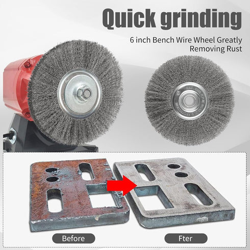8-Inch Wire Wheel for Bench Grinder, 0.012 Carbon Steel Wire, Bench Wire Wheel Brush with 5/8" & 7/8" Arbor Hole, for
