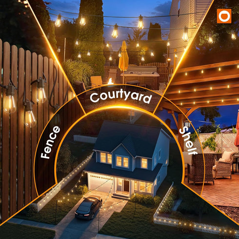 54FT(48+6) Dimmable Bulbs 20+Hrs addlon Solar String Lights Outdoor Waterproof with USB Charging & Remote Control