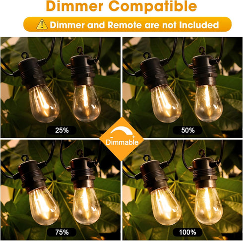 50FT 16 S14 Bulbs(1 2700K Commercial GvvooHome LED Outdoor String Lights with Shatterproof Waterproof Replaceable