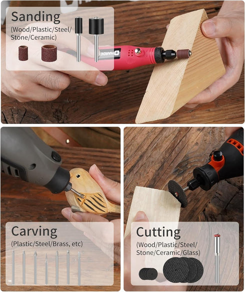 HARDELL Rotary Tool Accessories Kit, 227pcs, 1/8"(3.2mm) Diameter Shanks, Universal Fitment for Cutting and Polishing