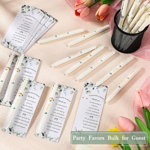Greenery Baby Shower Pens, Black Ink Retractable Ballpoint Pens for Baby Shower Party Games, 30 Set