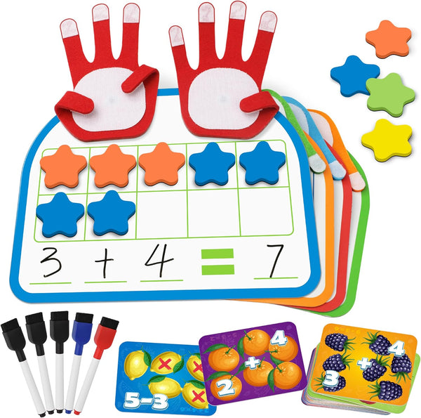 Coogam Montessori Math Manipulatives Number Counting Block, Magnetic Ten Frame Addition Subtraction