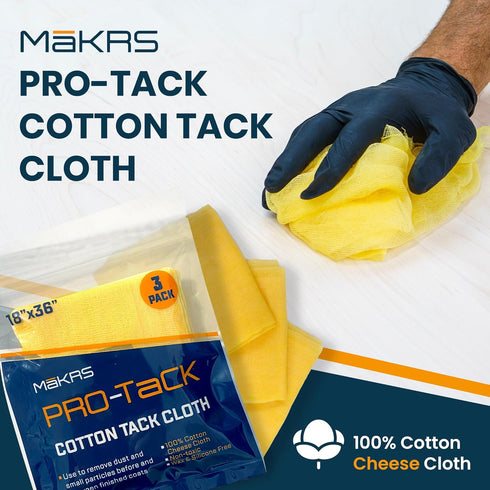 MaKRS Pro-Tack Tack Cloth (Pack of 3) for Removing Dust and Particles in Woodworking, Painting, Varnishing