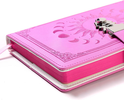 Women,A5 224 8.5" 5.9" ZXHQ Journal with Lock for Girls Pages Lock Diary, Colorful Edge, Refillable, Leather Hardcover