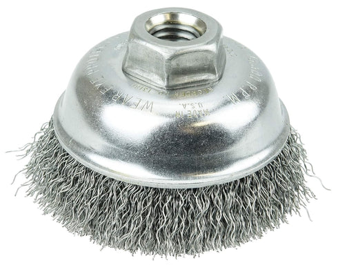 Weiler 13181 Crimped Wire Cup Brush, 3-1/2", .014" Steel Fill, 5/8"-11 UNC Nut, Made in the USA