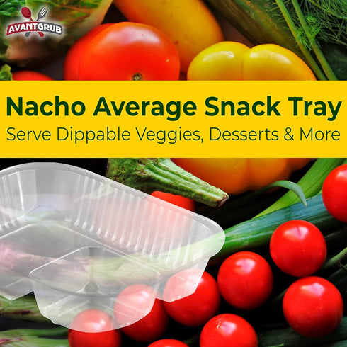 Large 6x8 Inch Anti-Spill Plastic Nacho Trays 25 Pack, Reusable 2 Compartment Boats for Dips, Snacks, and Fair Foods