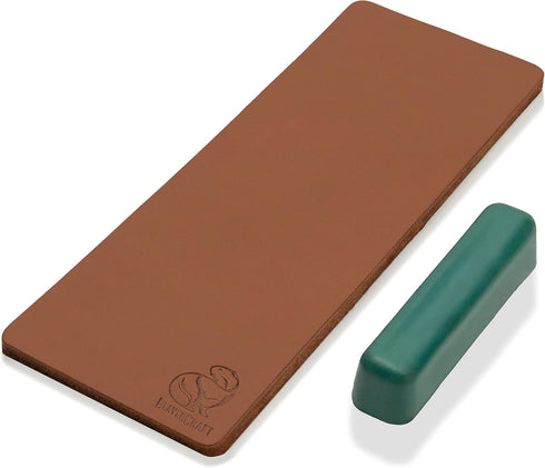 BeaverCraft Stropping Leather Strop for Knife Sharpening, Kit with Honing Strop and Polishing Compound