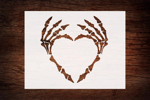 Reusable Skeleton Hands Heart Stencil, 11" x 8.5" - Custom Gothic Design for Unique Crafts