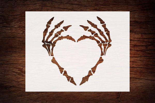 Reusable Skeleton Hands Heart Stencil, 11" x 8.5" - Custom Gothic Design for Unique Crafts