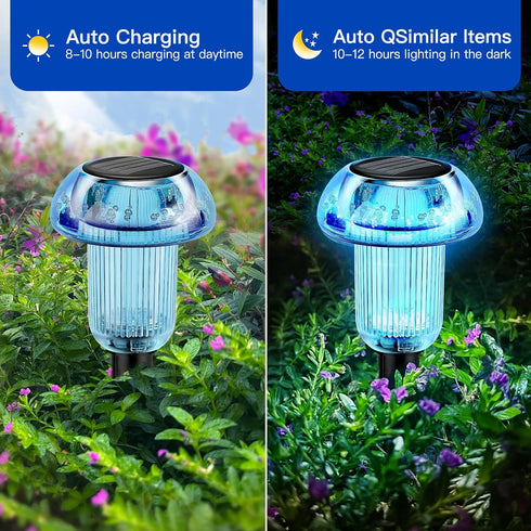 Solar Pathway Lights, 4 Pack Blue LED Mushroom Solar Powered Outdoor Lights, Landscape Lighting Garden Stake Lights, Solar Landscape Lights Outdoor for Yard, Garden, Landscape, Path, Patio by COZY-PAVILION