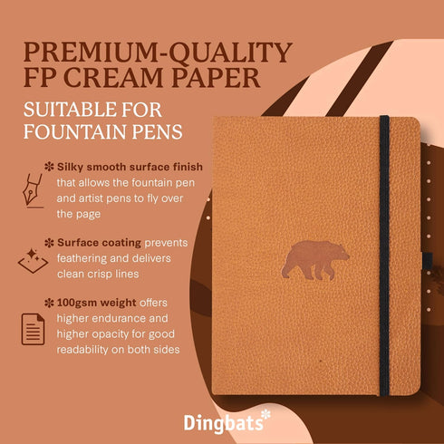 Dingbats A5 Wildlife Dotted Notebook Journal - Premium Vegan Leather Softcover Executive Journal for Women & Men - Work, Note Taking, Writing & Travel