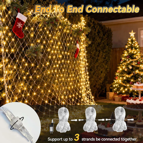 LitHome 10 10FT 280 8 x Gazebo Net Lights Outdoor, LED Gazebo Lighting Waterproof, Modes Connectable Christmas Net