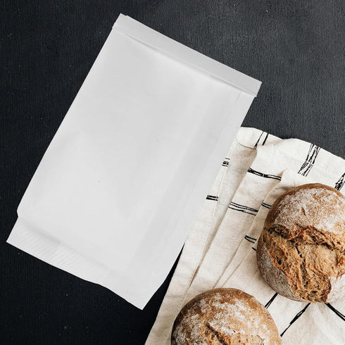 OFFIGAM 10x5 Inch Packaging 25pcs Sealable Greaseproof Kraft Paper Bags White Sandwich Pastry Snack Bags for Bakery