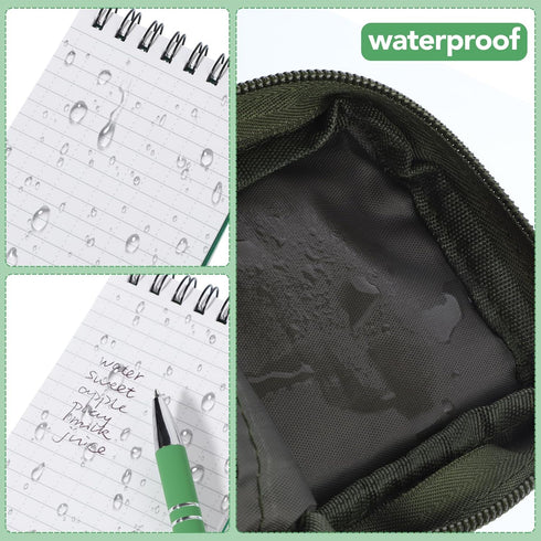 Prudiut 3 Pcs Waterproof Notebook with Tactical Cover, Weatherproof Pen, 3 x 5 Inch Pocket Notepad for Outdoor Records