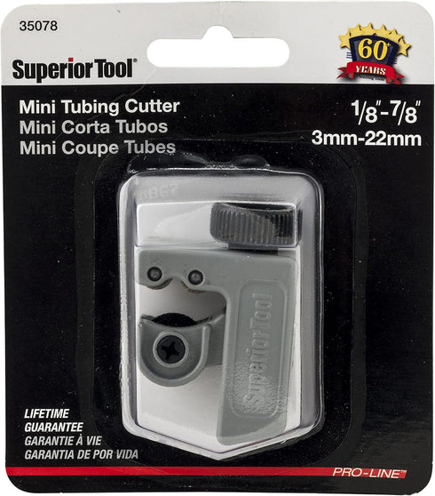 Superior Tool 35078 Mini Tubing Cutter, 7/8" O.D., Gray