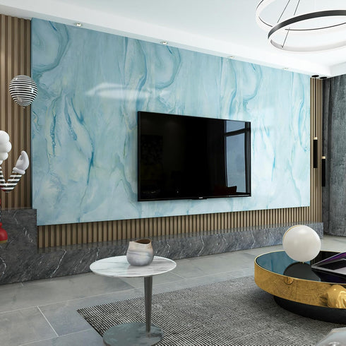 Blue Gold Marble Peel and Stick Contact Paper 16" 78.7" Granite Texture Wallpaper Self Stick Adhesive Removable Waterproof Furniture Decorative Sticker for Countertop Kitchen Bedroom Bathroom by Bumoo