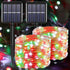 Solar Christmas String Lights Outdoor, Red White Green Fairy Lights, 200LED 66FT, Waterproof, 2PACK