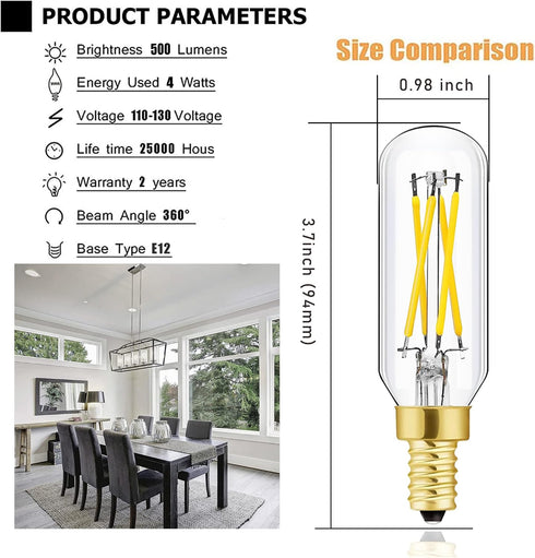 E12 Bulb 4W E12 Bulb 40 4000K AC120V 500LM Dimmable T6 T6.5 B11 Bulb Pack 6 Leools led Equivalent Candelabra Watt