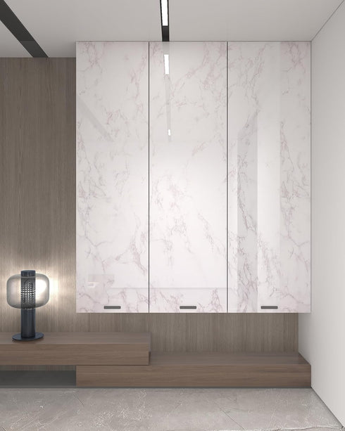 White/Gray Glossy Marble Contact Paper Wallpaper, 15.8"x78.7", Self Adhesive Thick Removable Vinyl for Kitchen
