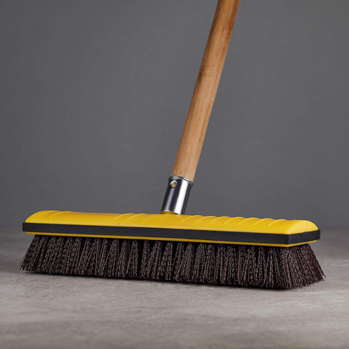 12" Amazon Basics Deck Rectangular Brush with Soft Bumper, Black & Yellow