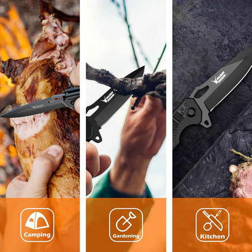 Rush Deer Pocket Knife, Folding Knife with Clip, Glass Breaker, EDC Utility Knife for Outdoor