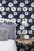 HAOKHOME 93245-3 Peel and Stick Floral Wallpaper 17.7in x 9.8ft Navy/White/Blue