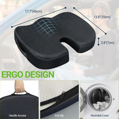 Tailbone Season Guard Pain Relief Office Chair Seat Cushion, Memory Foam Gel Seat Cushion for Sciatica Pain Relief